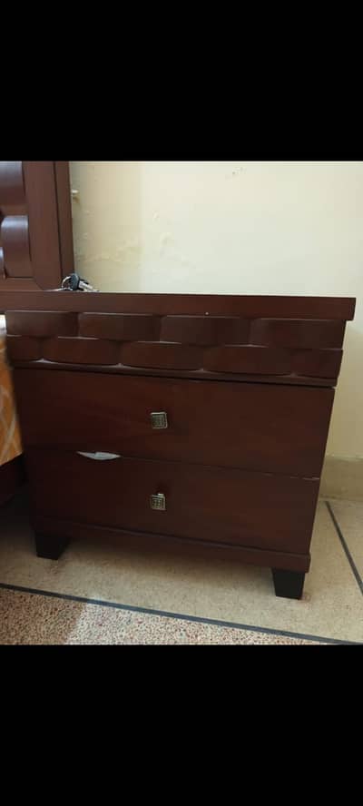 Luxury Wooden Bedroom Set (Bed + Dressing + Side Tables)