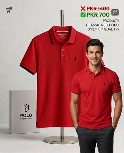 new classic red polo T. shirt