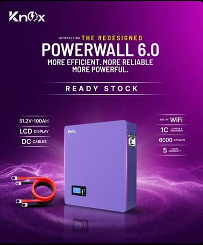 Knox Powerwall 6.0 51.2V - 100AH LCD Display