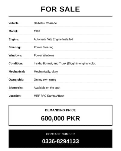 Automatic Charade Vitz engine 1.3