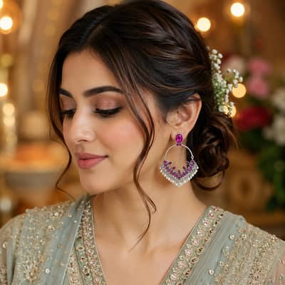 Pakistani Kundan cultural earrings