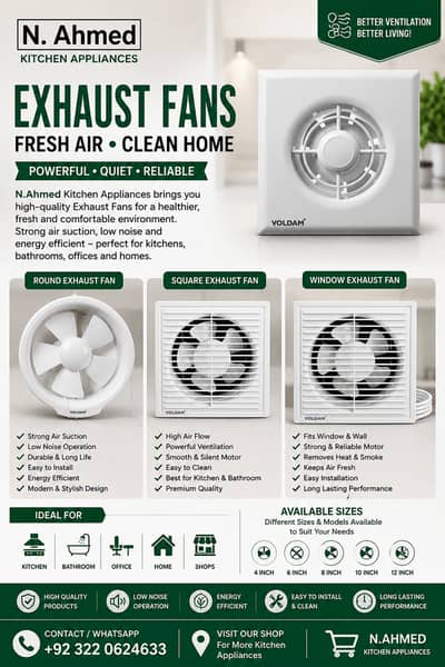 Exhaust Fans Available | Kitchen, Bathroom & Window Fans | N. Ahmed
