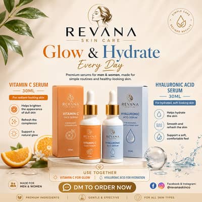 Revana Skin Care Products | Vitamin C Serum, Hyaluronic Acid Serum & B