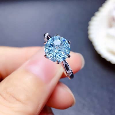 Adjustable Blue Zircon Silver Ring | Buy Now