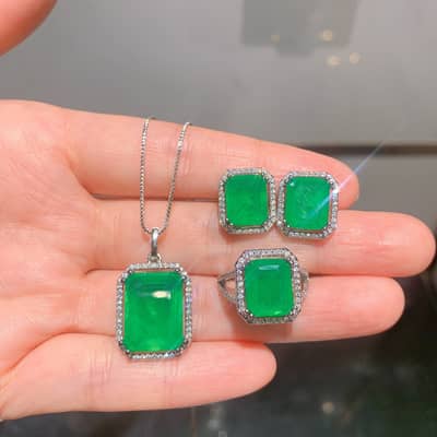 925 Sterling Silver Green Zircon Set | BUY NOW