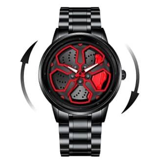 Trendy Rotating Wheel Dial Watch for Men Luxury Stainless Steel Watch