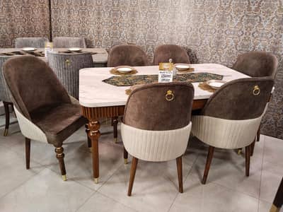 Dining Table  4,6 & 8 Chairs Dining |Wooden Dining Glass top dining