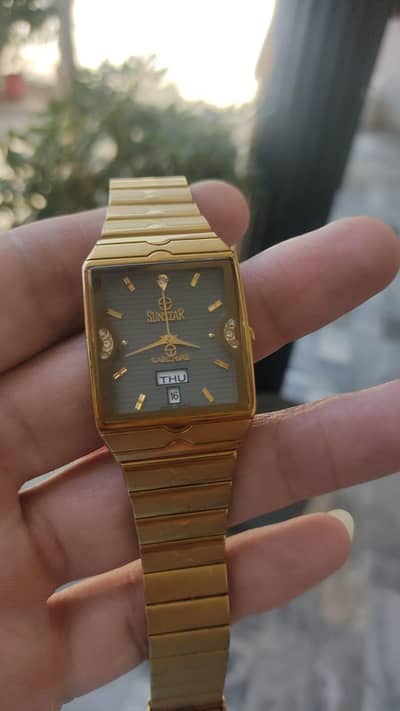 Swistar quartz men's watch 22-karat gold