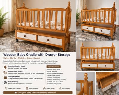 Solid Wood Baby Cradle / Jhoola for Sale 