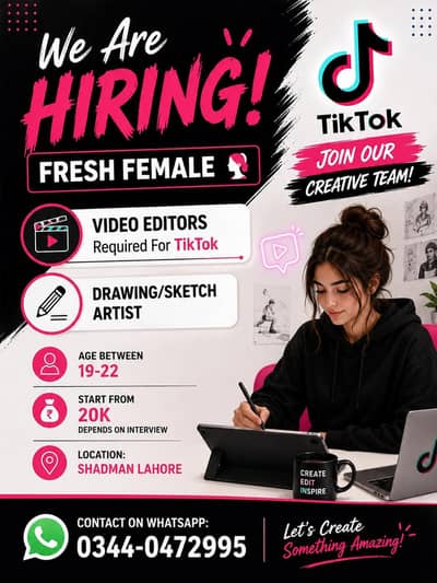 Female Content Creator and video Editor Required in Lahore