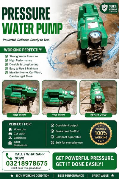 Pressure wash water pump