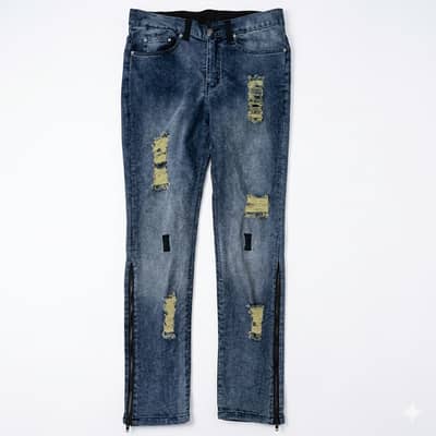 Men's Ripped Blue Denim Jeans – Trendy Slim Fit
