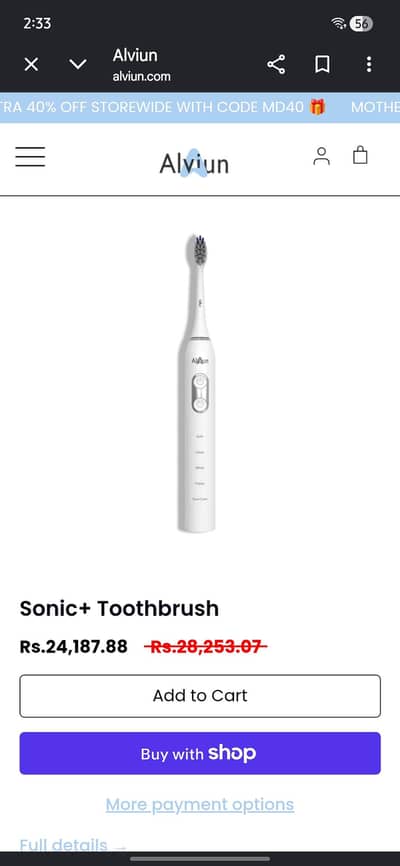 Brand New Alviun Sonic+ Electric Toothbrush (Pink) with Extra Heads