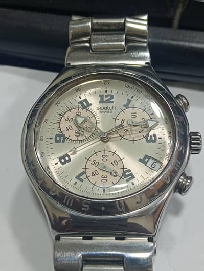 Swatch Swiss Chronograph watch for men 43 mm dial size