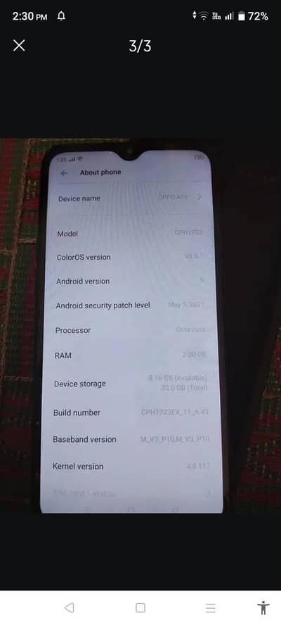 oppo a1k sell back camera dameg read add