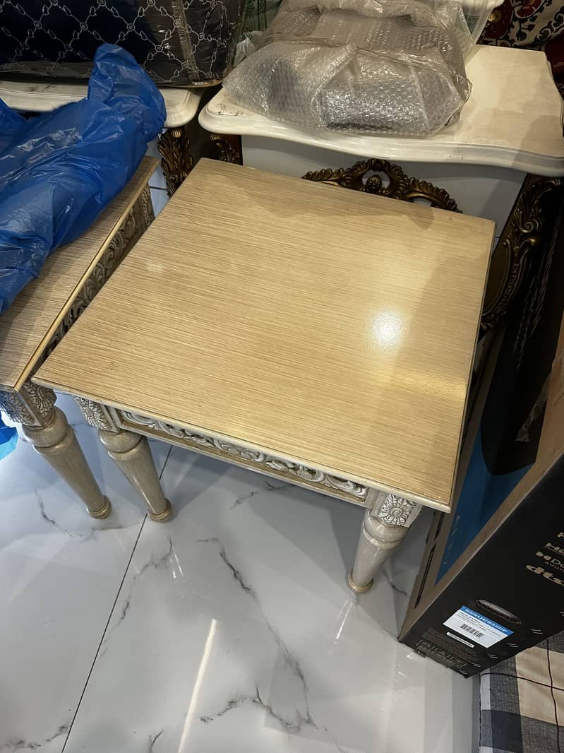 Sofa set, centre table, side tables, dining table 6
