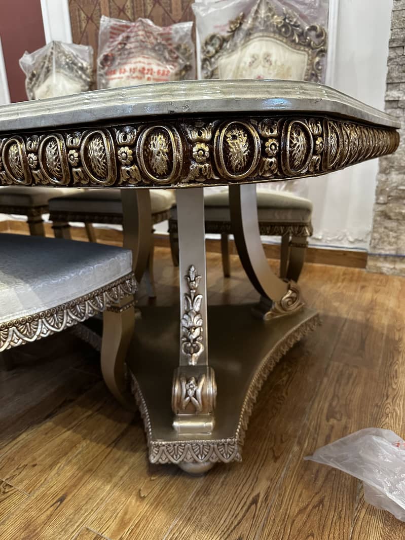 Sofa set, centre table, side tables, dining table 16