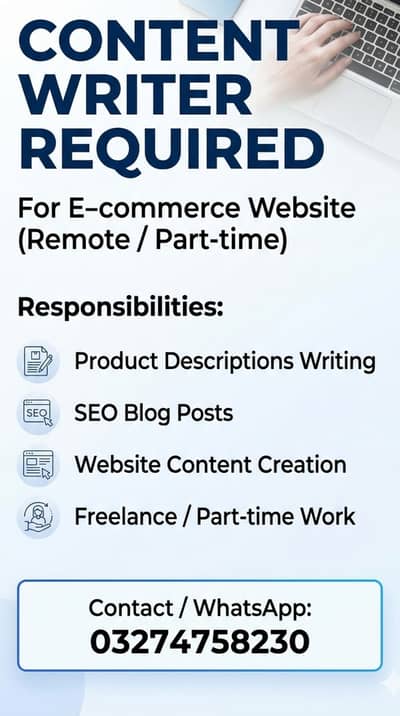 Content Writer Required for E-commerce Website (Remote Job)