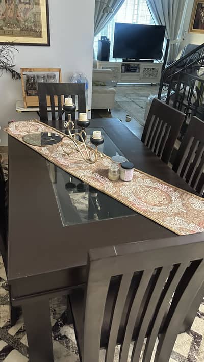 Pure Wooden dining table of 6 for sale
