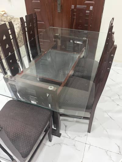 shesham wood 6 person table with chairs