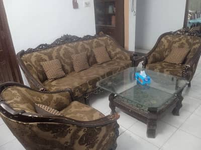 Sofa Set with Table  Pure Wooden