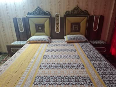 king bed with side table
