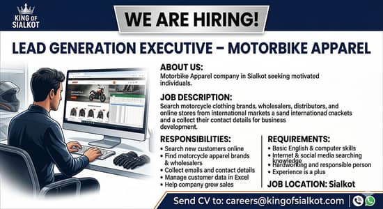Motorbike Apparel Lead Generation & Business Development Executive