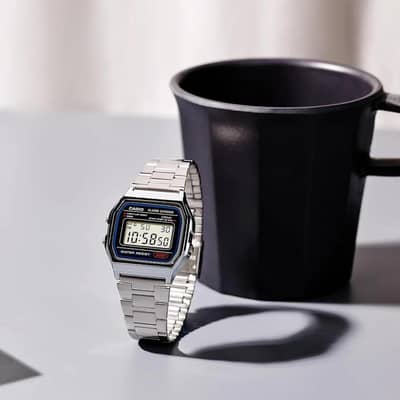 stainless steel digital watch for men sliver water resistant