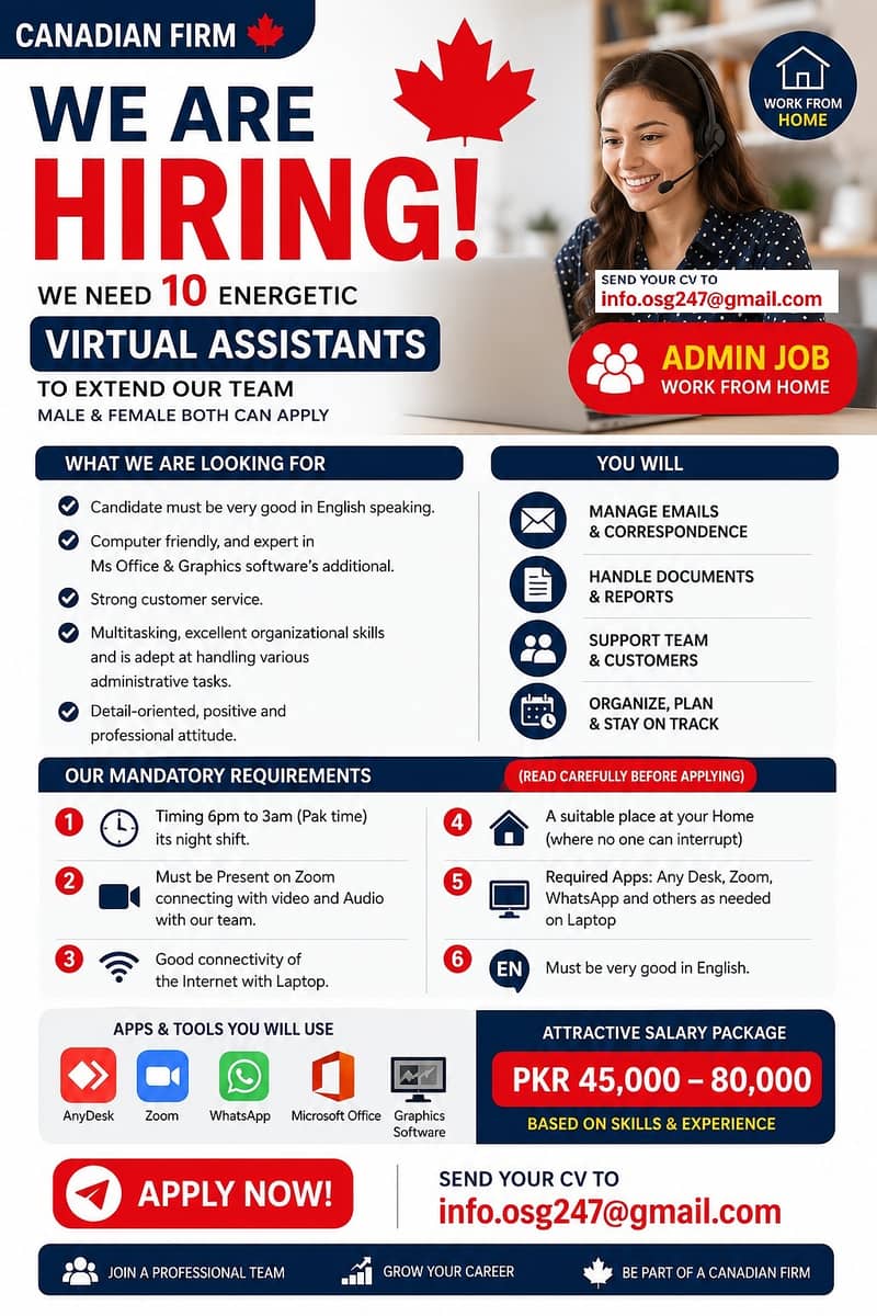 We are Hiring Virtual Assistant -(Work from Home) 1