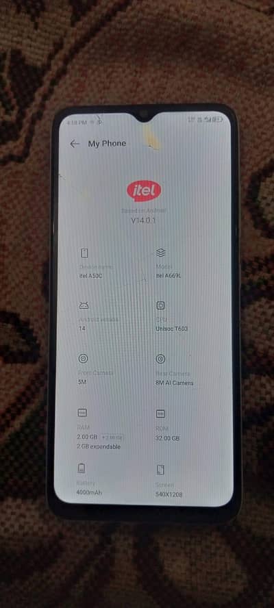 itell a50c 2+2 ram 32 memery back finger