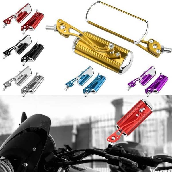 Motorcycle Universal Rear Side View Mirror with Aluminum Body, Adjustable, L. K Bolts Fitting (for YBR, Honda, Suzuki and More)