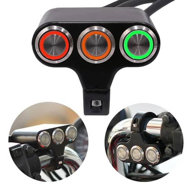 Motorcycle Handle bar 3 Button fog light switch for all bikes ( aluminum / metal body / water proof complete )