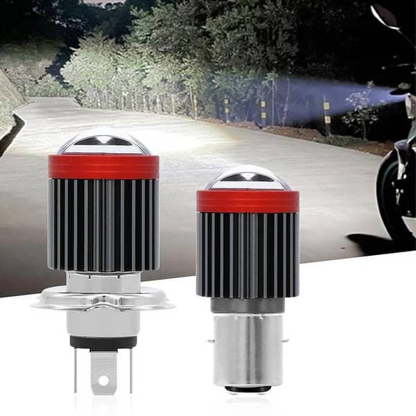 Motorcycle Duel-Color LED Projector Lens Bulb H4/Ba20d for Suzuki, YBR, Honda CD100 CC (3000K–6000K)