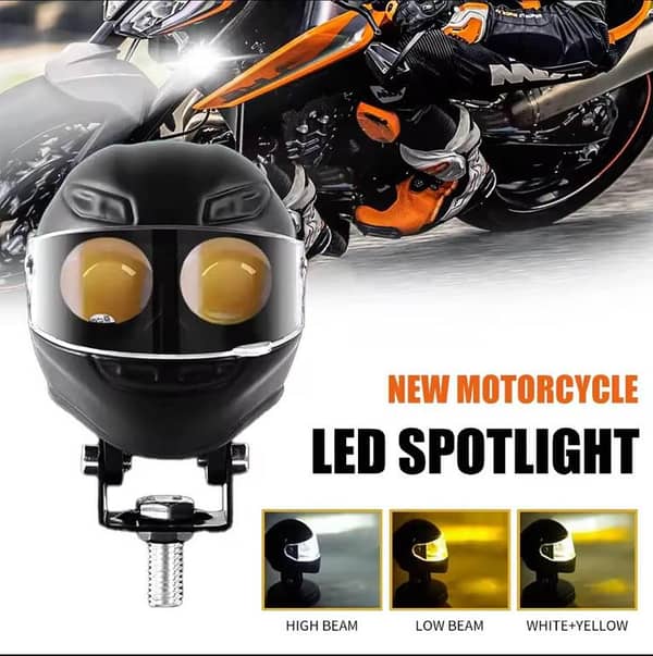 Motorcycle 2-Lens Helmet LED Light, 12V–80V, Imported Metal Housing (40W) – Water/Weatherproof