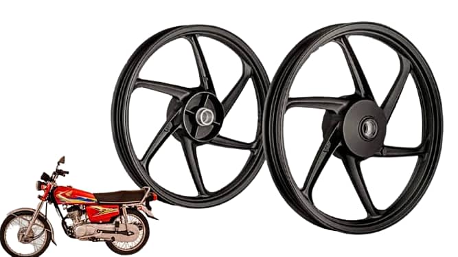 Motorcycle Honda cg125 self/ classic  Alloy rims ( Big hub / imported quality black Trs black polished wheel rims )