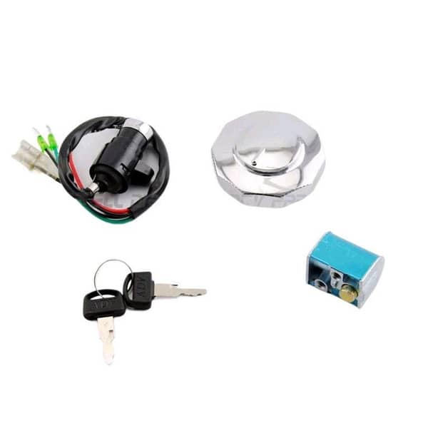 Motorcycle Ignition Universal Switch Kit 3 Piece Switch Handle Lock Tank Cap for all cd70 honda all jh70 china bikes (imported china quality genioun kit in copper wire switch