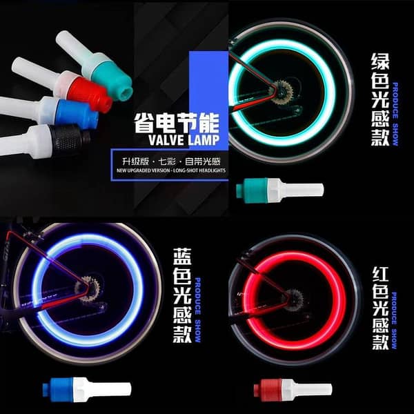 Motorcycle Universal Neon Tyre Nozzle Light 2 Pcs Set (Waterproof)