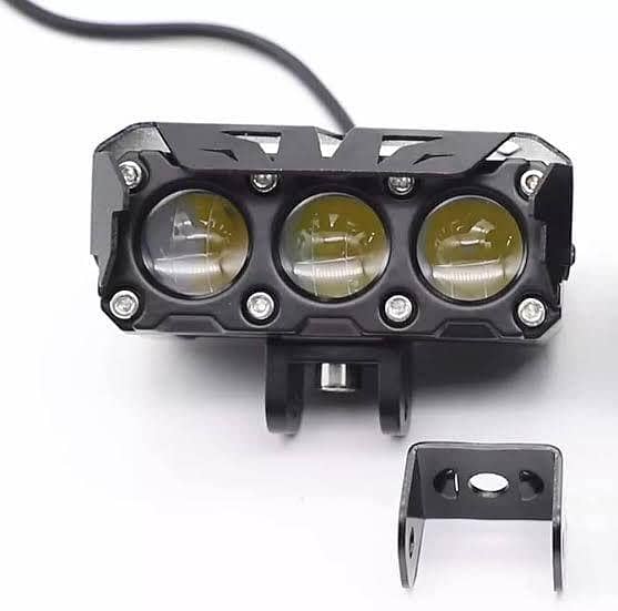 Motorcycle 3-Lens LED Light with Full Metal Body and Heat Sink Fan (YBR, CD70, CG125 compatible)