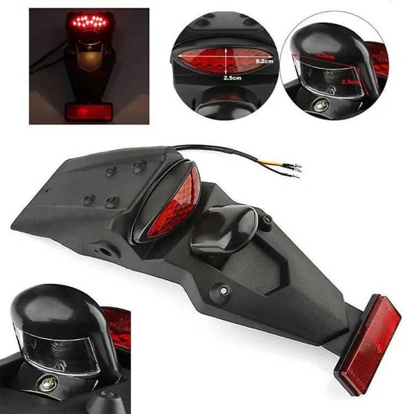 Universal Motorcycle Rear Fender Mudguard with LED Tail Light for YBR, Cafe Racer, CD 70cc and More