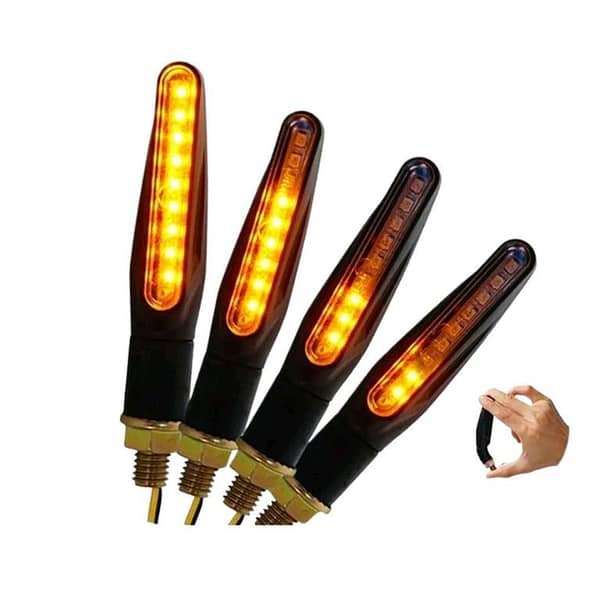 4pcs Motorcycle LED Running Turn Indicators for All Bikes — Flexible, Imported Quality