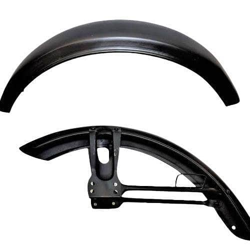 Motorcycle 2-Piece Cafay Racer Mudguard Set for CD70cc and China-Make Bikes (Black & Chrome)