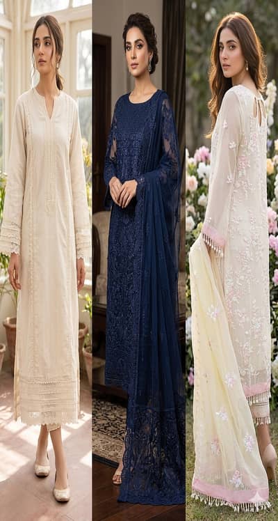 Royal Navy Midnight Heavy Embroidered Net Suit | Luxury PARTY DRESS