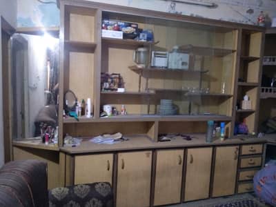 Full Room Wooden Showcase + Tv Trolley + Clothes Cabinet