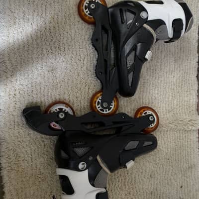 Black & White Inline Skates – Smooth Wheels