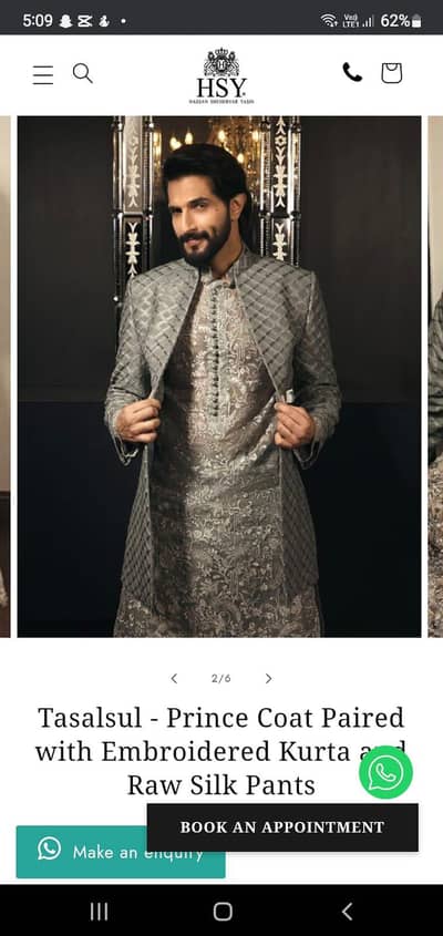 HSY Orignal pure silk formal kurta with trouser