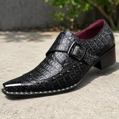 Imported Style Men’s Dress Shoes – Black Croc Design – Rs 1000 Only