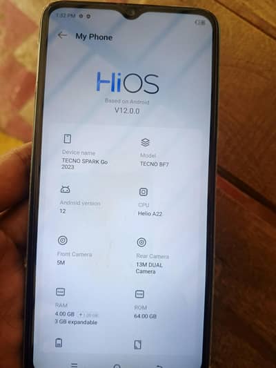 Tecno spark go 2023.4. 64 non pta