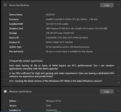 Lenovo Thinkpad laptop  Core i5 6th generation