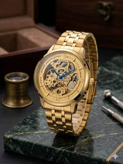 Rolex Golden Skeleton Luxury Watch