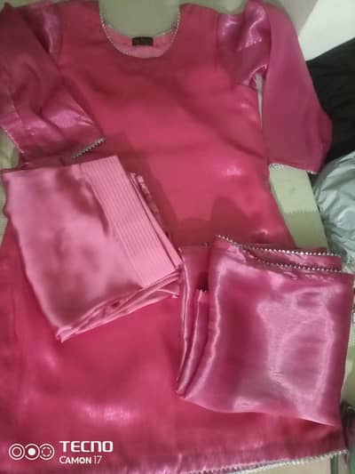 Sheesha Silk 3pc Suit with Farshi Shalwar - Medium Size